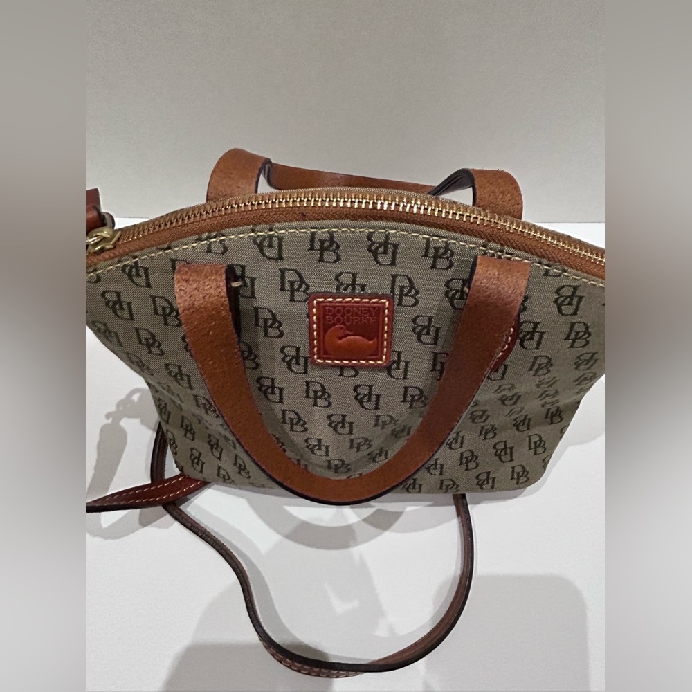 Dooney & Bourke Monogrammed Brown and Tan Crossbody Bag